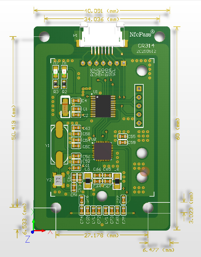 CR314 Бага эрчим хүчний зардал ISO15693 Уншигч модуль001